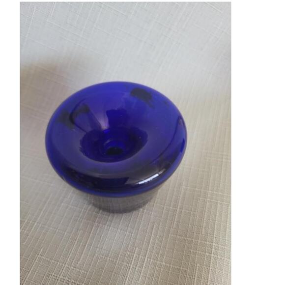 Vintage Hand-Blown Cobalt Blue Glass Funnel Ink Well and nib cleaning Jar - Picture 2 of 9